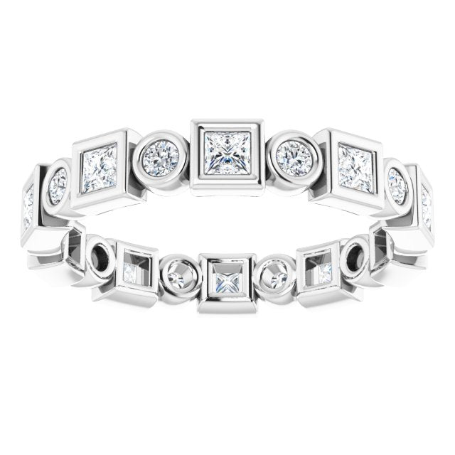 14K white gold 3/4 CT Square Bezel-set Diamond Eternity Band  