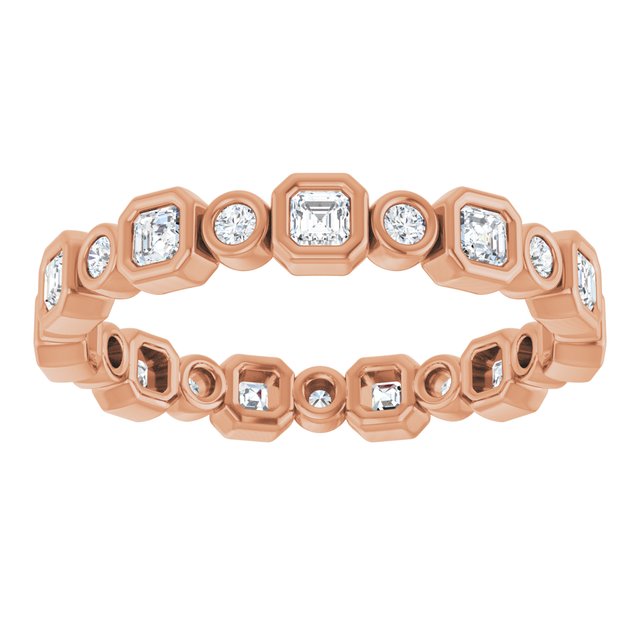 14K rose gold 3/4 CT Asscher Bezel-set Diamond Eternity Band  