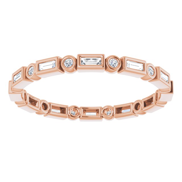 14K rose gold 1/3 CT Straight Baguette Bezel-set Diamond Eternity Band  