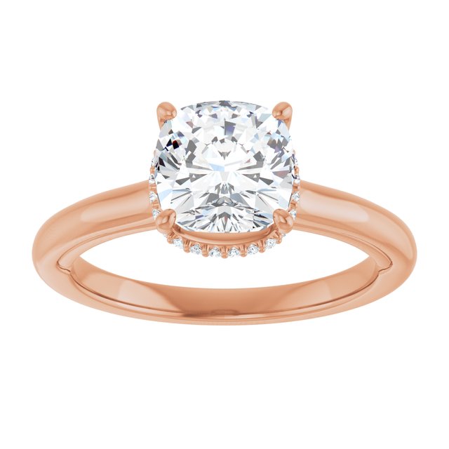 14K rose gold 2 CT Cushion Diamond Halo-Style Engagement Ring   