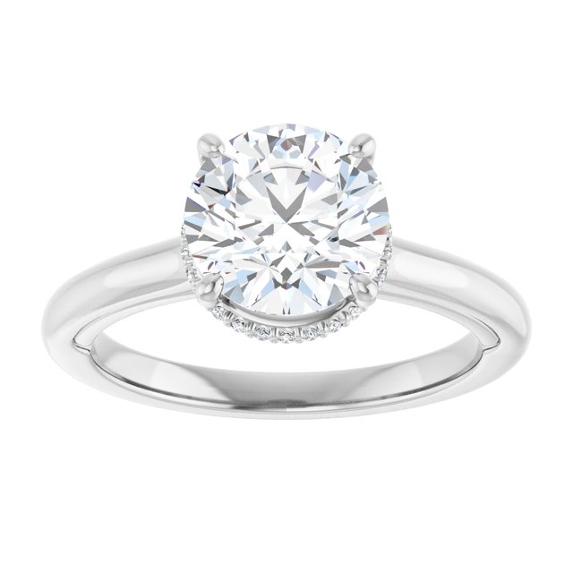 14K white gold 2 CT Round Diamond Halo-Style Engagement Ring   