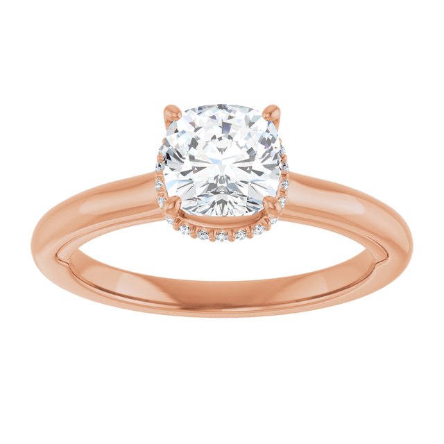 14K rose gold 1 CT Cushion Diamond Halo-Style Engagement Ring   