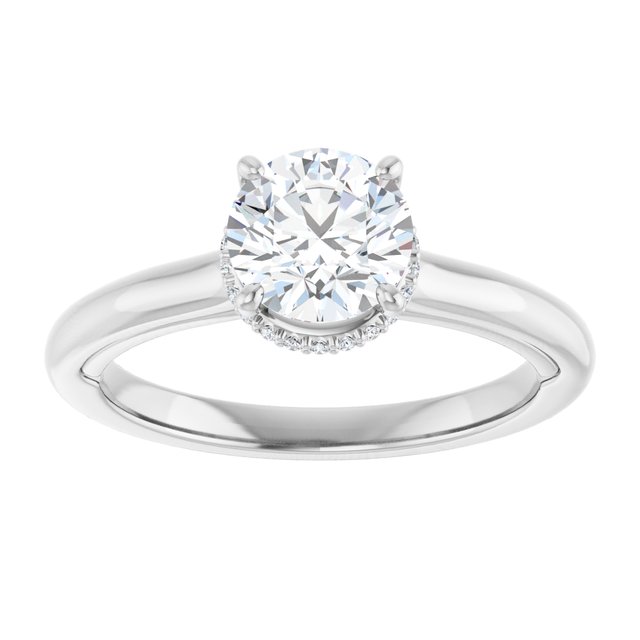 14K white gold 1 CT Round Diamond Halo-Style Engagement Ring   