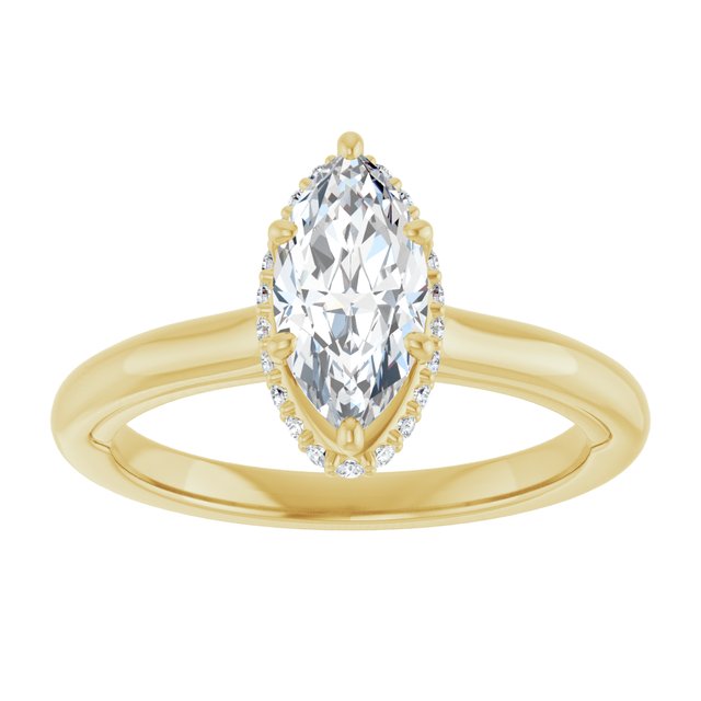 14K yellow gold 1 CT Marquise Diamond Halo-Style Engagement Ring   