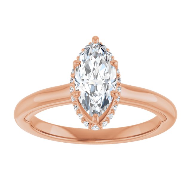 14K rose gold 1 CT Marquise Diamond Halo-Style Engagement Ring   