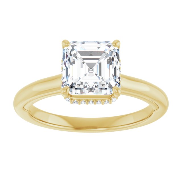 14K yellow gold 2 CT Asscher Diamond Halo-Style Engagement Ring   