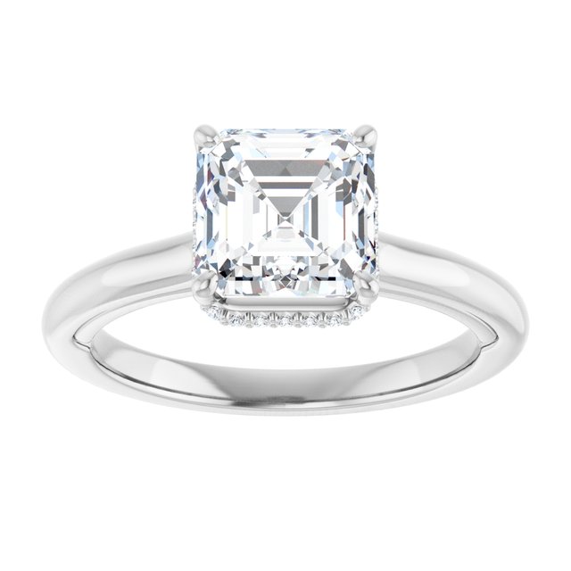 14K white gold 2 CT Asscher Diamond Halo-Style Engagement Ring   