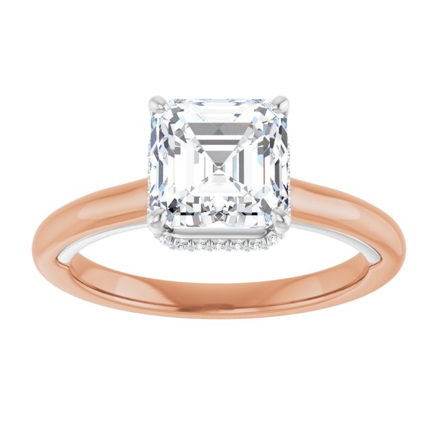 14K rose/white gold 2 CT Asscher Diamond Halo-Style Engagement Ring   