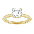 14K yellow gold 1 CT Asscher Diamond Halo-Style Engagement Ring   