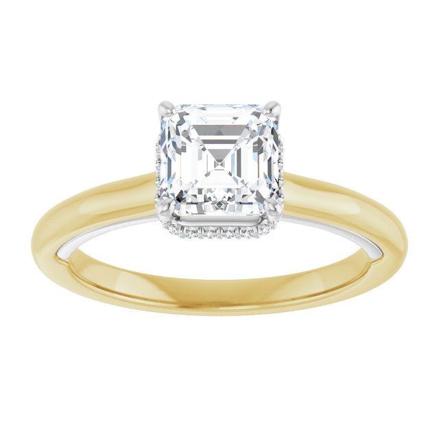 14K yellow/white gold 1 CT Asscher Diamond Halo-Style Engagement Ring   