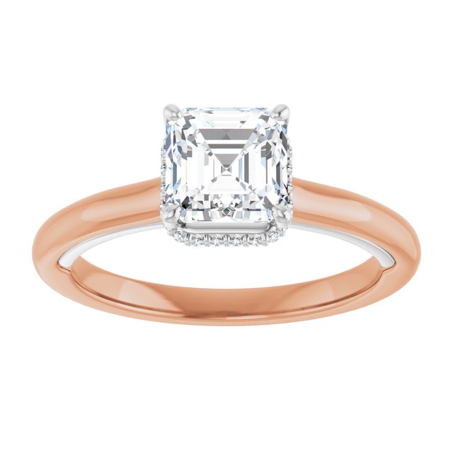 14K rose/white gold 1 CT Asscher Diamond Halo-Style Engagement Ring   