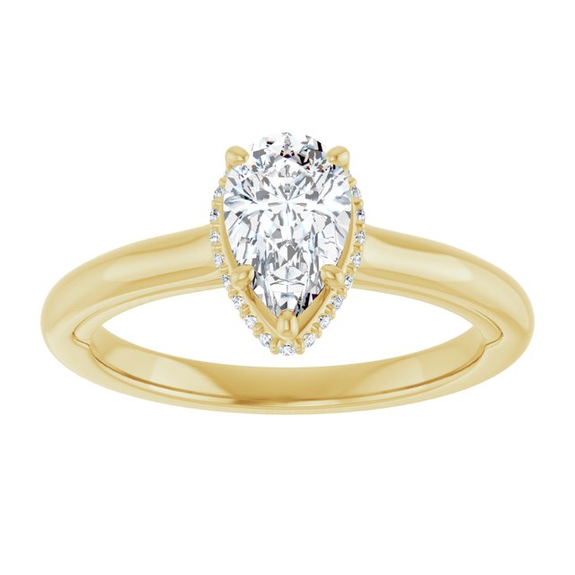 14K yellow gold 1 CT Pear Diamond Halo-Style Engagement Ring   