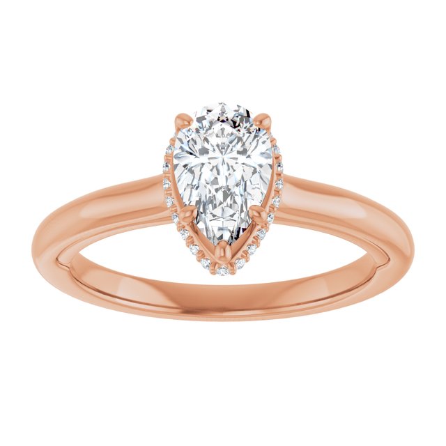 14K rose gold 1 CT Pear Diamond Halo-Style Engagement Ring   