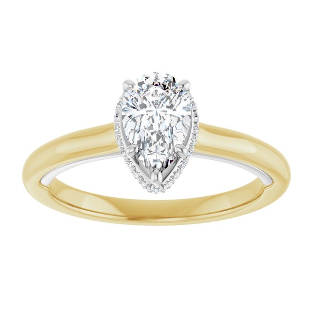 14K yellow/white gold 1 CT Pear Diamond Halo-Style Engagement Ring   