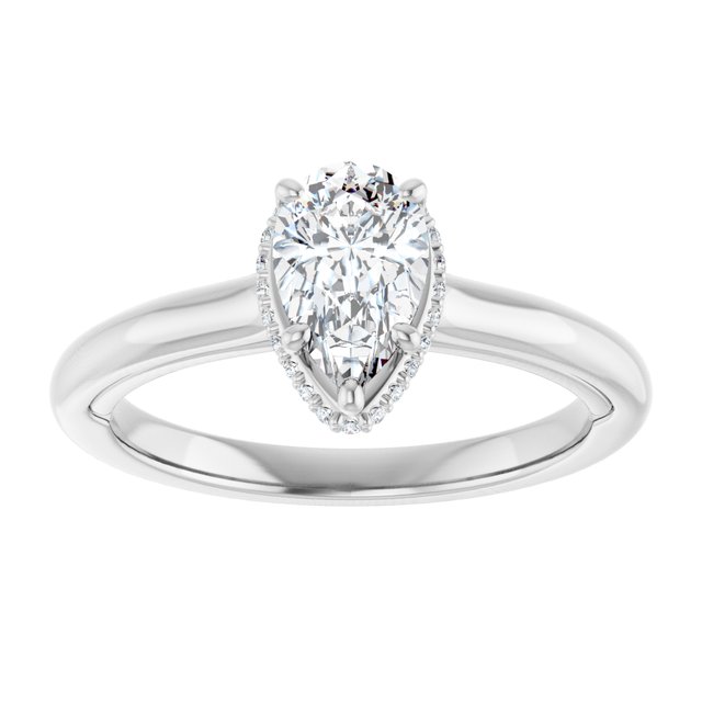 14K white gold 1 CT Pear Diamond Halo-Style Engagement Ring   