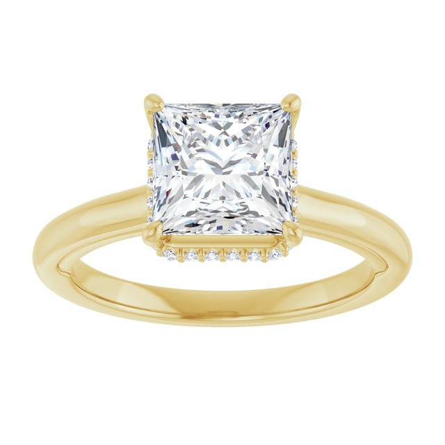 14K yellow gold 2 CT Square Diamond Halo-Style Engagement Ring   