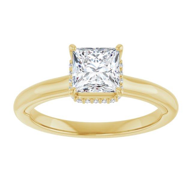 14K yellow gold 1 CT Square Diamond Halo-Style Engagement Ring   