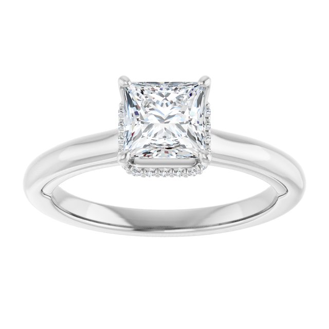 14K white gold 1 CT Square Diamond Halo-Style Engagement Ring   