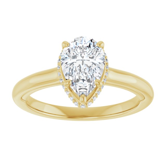 14K yellow gold 2 CT Pear Diamond Halo-Style Engagement Ring   