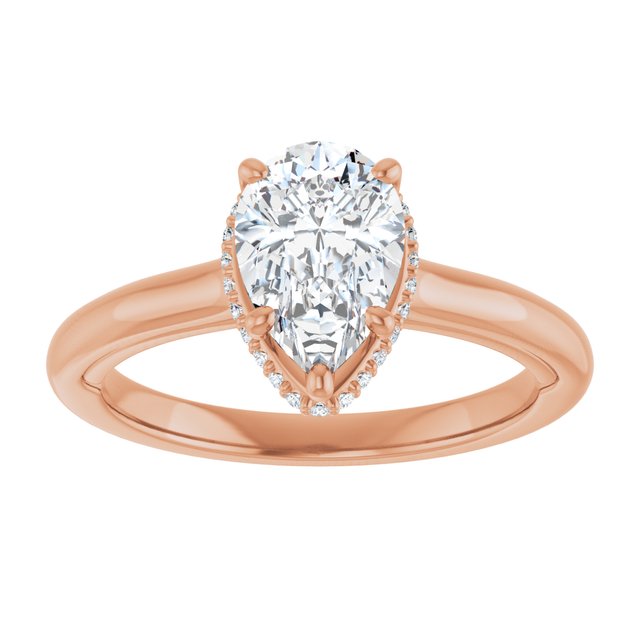 14K rose gold 2 CT Pear Diamond Halo-Style Engagement Ring   