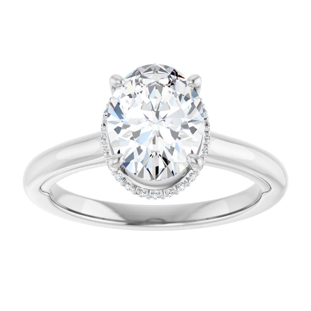 14K white gold 2 CT Oval Diamond Halo-Style Engagement Ring   