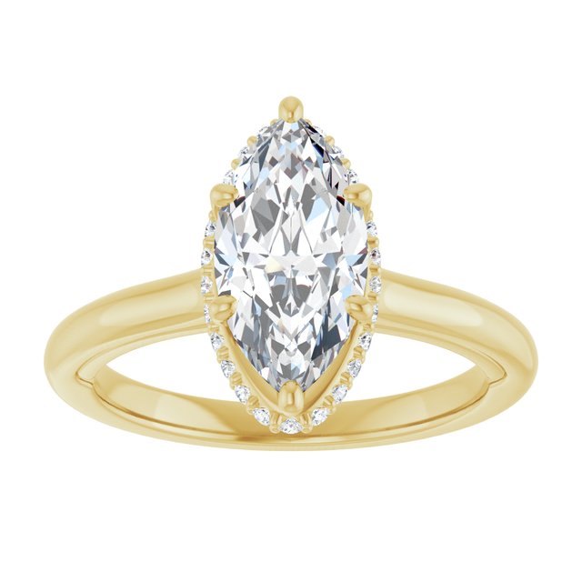 14K yellow gold 2 CT Marquise Diamond Halo-Style Engagement Ring   