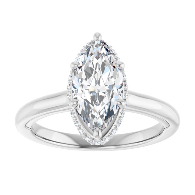 14K white gold 2 CT Marquise Diamond Halo-Style Engagement Ring   