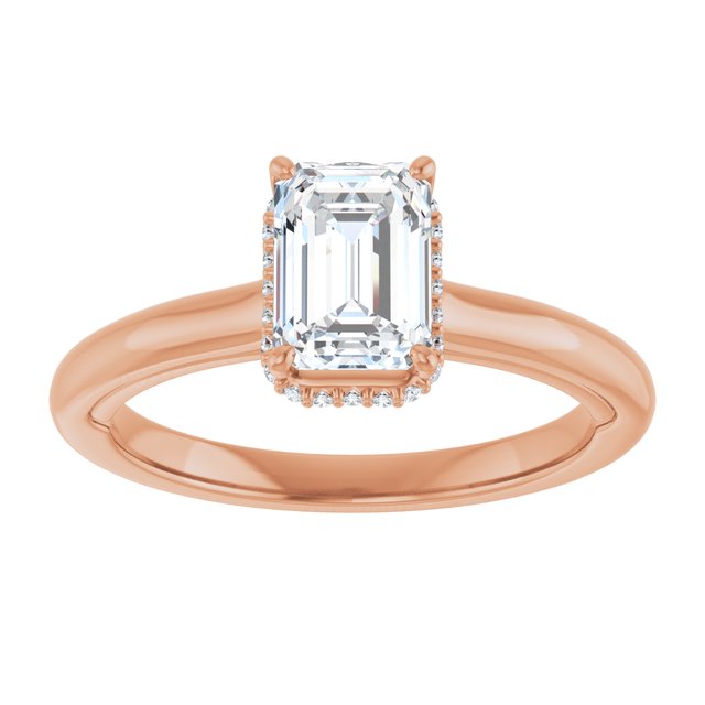 14K rose gold 1 CT Emerald Diamond Halo-Style Engagement Ring   