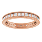 14K rose gold Diamond Square Milgrain Diamond Eternity Band