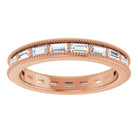 14K rose gold Diamond Baguette Milgrain Diamond Eternity Band