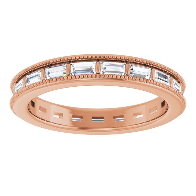 14K rose gold Diamond Baguette Milgrain Diamond Eternity Band