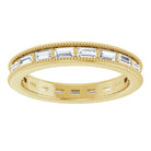 14K yellow gold Diamond Baguette Milgrain Diamond Eternity Band