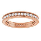 14K rose gold Diamond Round Milgrain Diamond Eternity Band