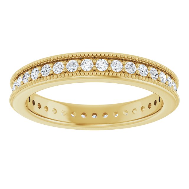 14K yellow gold Diamond Round Milgrain Diamond Eternity Band