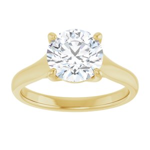 14K Yellow 8 mm Round Solitaire Engagement Ring Mounting