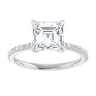 14K White  7 mm Asscher Engagement Ring Mounting