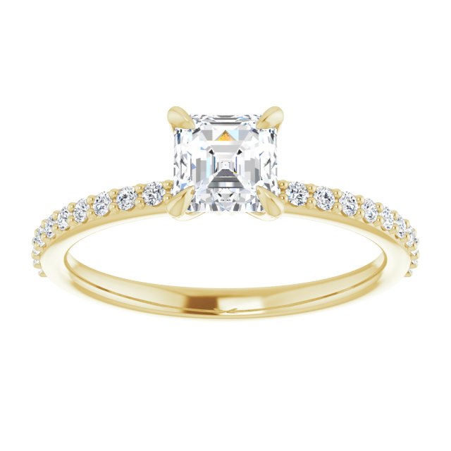 14K Yellow  5 mm Asscher Engagement Ring Mounting