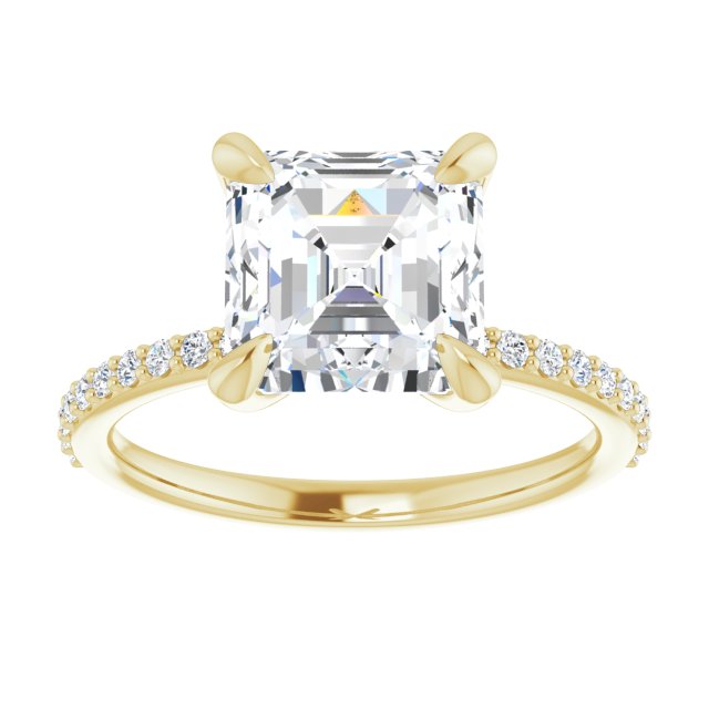 14K Yellow  8 mm Asscher Engagement Ring Mounting