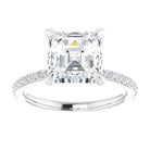 14K White  8 mm Asscher Engagement Ring Mounting