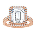 14K rose gold 4 CT Emerald Diamond French-Set Engagement Ring