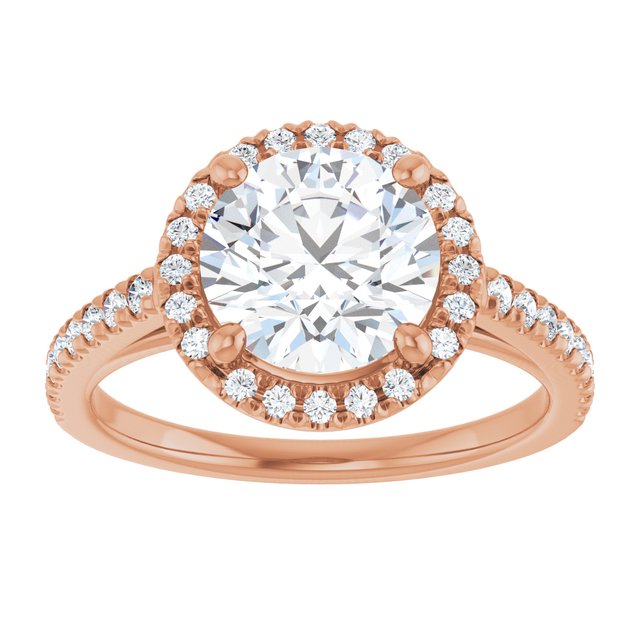 14K rose gold 2 CT Round Diamond French-Set Engagement Ring