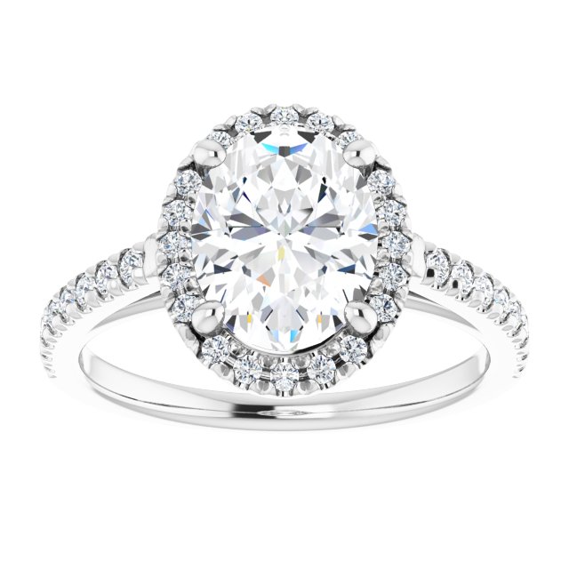 14K white gold 2 CT Oval Diamond French-Set Engagement Ring