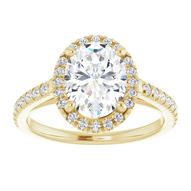 14K yellow gold 2 CT Oval Diamond French-Set Engagement Ring