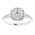 14K white gold 1 CT Cushion Diamond French-Set Engagement Ring