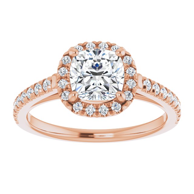 14K rose gold 1 CT Cushion Diamond French-Set Engagement Ring