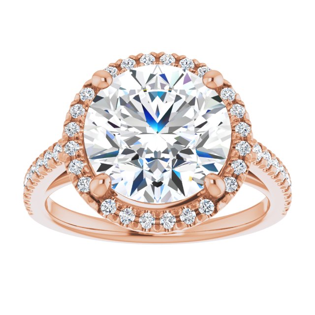 14K rose gold 4 CT Round Diamond French-Set Engagement Ring