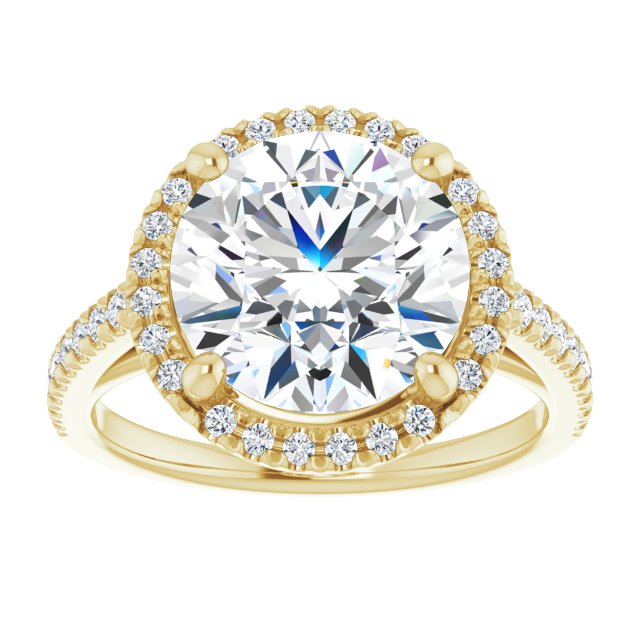 14K yellow gold 4 CT Round Diamond French-Set Engagement Ring