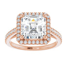 14K rose gold 3 CT Asscher Diamond French-Set Engagement Ring