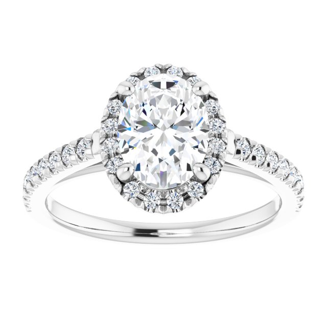 14K white gold 1 CT Oval Diamond French-Set Engagement Ring