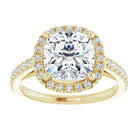 14K yellow gold 3 CT Cushion Diamond French-Set Engagement Ring